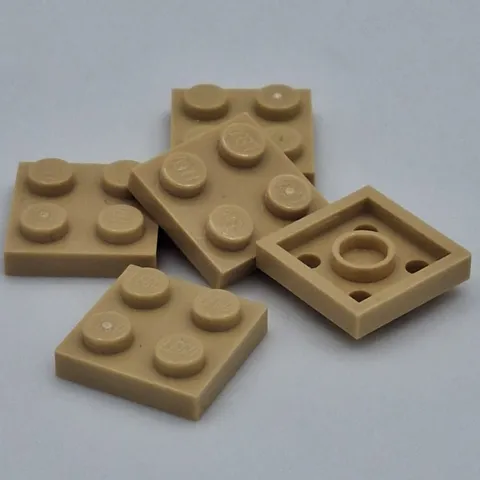 Lego - 5 Basic Tan Plate 2 x 2 3022