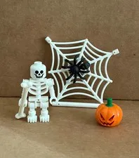 NEW LEGO Halloween lot - Skeleton Minifigure + Pumpkin Spider + Spider Web