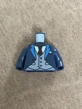 LEGO - Minifig, Torso Coat - Blue Lapels, Pinstripe Vest, White Shirt, Black Tie