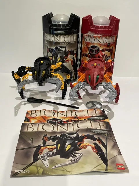 LEGO Bionicle Visorak Combiner 8744 Oohnorak & 8742 Vohtara W/Box & Instructions