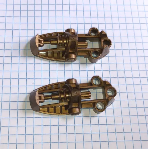 2 Bionicle Lego Parts number 47298 Foot Feet Flat Dark Gold Toa Metru style 2 pc
