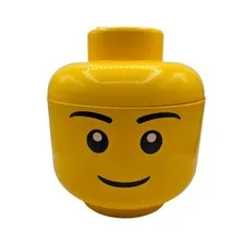 Lego Yellow Storage Figure Head Smiling Face Bucket Container Bin