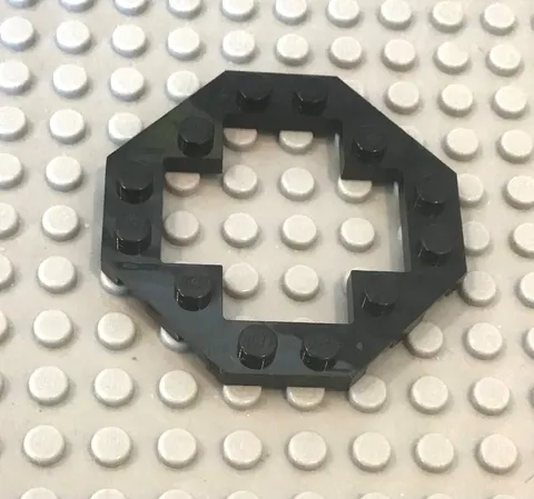 LEGO Part 30062 Black Plate, Modified 6 x 6 Octagonal with 4 x 4 Open Center