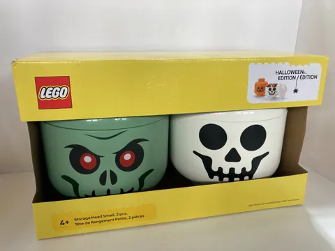Lego Halloween Edition Small 2 Piece Set Zombie & Skeleton Storage Heads