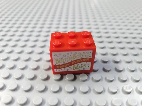 LEGO Red 2x3x2 Container with Bertie Botts HP Stickers