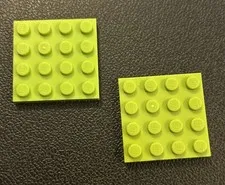 LEGO Parts Lime Green Flat Plate 4 x 4 #3031 Lot of 2 Pieces