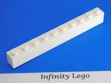10 LEGO White Bricks 1 x 10 (6111) - (10 Pieces)