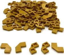 Lego 100 New Pearl Gold Tiles Flat Smooth Modified Facet 2 x 2 Parts