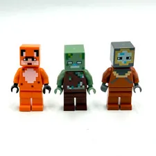 LEGO Minecraft Minifigures Fox Skin Drowned Zombie Diver - LOT OF 3