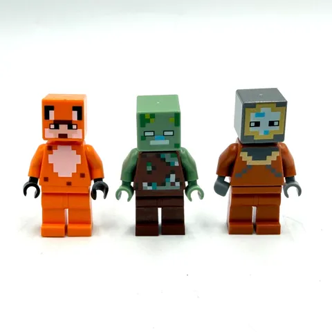 LEGO Minecraft Minifigures Fox Skin Drowned Zombie Diver - LOT OF 3