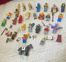 LEGO Plastic Minifigure Lot with Accessories and Black Horse and legos