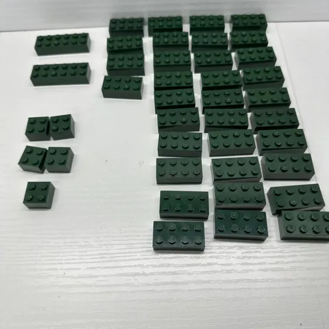 Lego Parts Pieces - Dark Green Brick Lot Of 41 - 2x2, 2x4 & 2x6