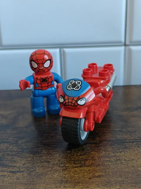 LEGO DUPLO Marvel Spider-Man Figure & Red Motorcycle Bike Lot Super Heroes