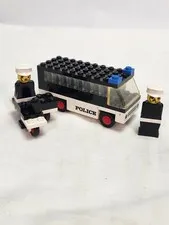 Vintage LEGO Police Bus Van 6629 with 2 Minifigures & Cart 1980s Town Classic