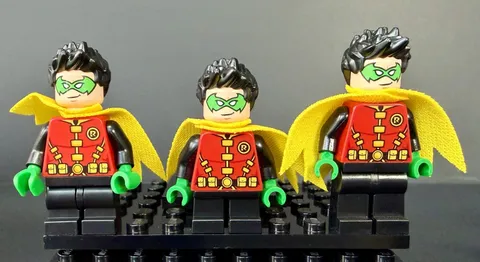 3 LEGO Robin Minifigure Green Mask Short Legs Batman II sh0588 76122 76118