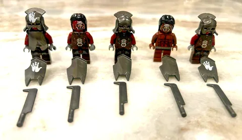 LEGO LOTR Lot Uruk Hai Minifigures with Armor, Swords, and Shields. Rare