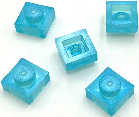 Lego 5 New Satin Trans-Light Blue Plates 1 x 1 Parts