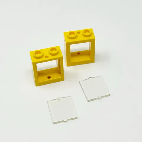 60592 60601 LEGO Parts Window 1x2x2 Flat Front YELLOW w/ Glass (2)