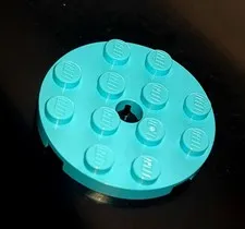 LEGO 60474 MEDIUM AZURE 4x4 plate, round with hole ⛭ 1pc