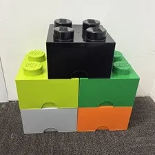 LEGO 4 Stud Storage Drawer Brick Lot Black Green Gray Orange Organizer 5 Pc