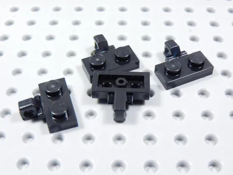 LEGO Lot of 4 Black 1x2 Modified Plates w/ Locking Finger on Side BR