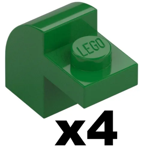 Lego 4 New Green Slopes Curved 2 x 1 x 1 1/3 with Recessed Stud Part 6091 GR03