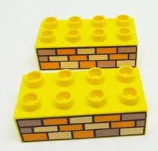 Lot of 2 Duplo Bob the Builder Yellow 2x4 with Brick Pattern 3275 3282 3276!