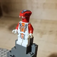 LEGO Plastic Red Snake Minifigure White Outfit White Body Figure