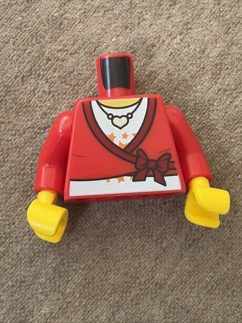 Lego Female RED SHIRT MINIFIG TORSO -Girl Minifigure Dress Heart Sweater Top