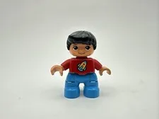 Lego Duplo Asian Boy Brother Child Kid Red Spaceship Shirt Figure Rare