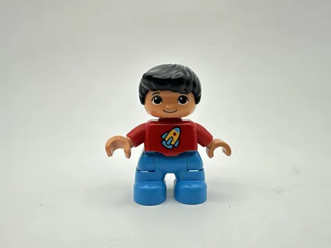 Lego Duplo Asian Boy Brother Child Kid Red Spaceship Shirt Figure Rare