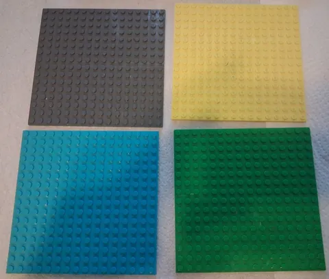PN Lego X 4 Plates 16 x 16 91405 Bright Lite Yellow Green Dark Bluish Gray Azure
