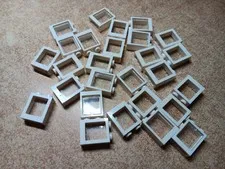 LEGO BULK LOT 27 WHITE WINDOW 1X2X2 FLAT FRONT TRANS CLEAR GLASS PANE 60592