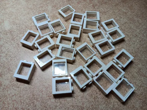 LEGO BULK LOT 27 WHITE WINDOW 1X2X2 FLAT FRONT TRANS CLEAR GLASS PANE 60592