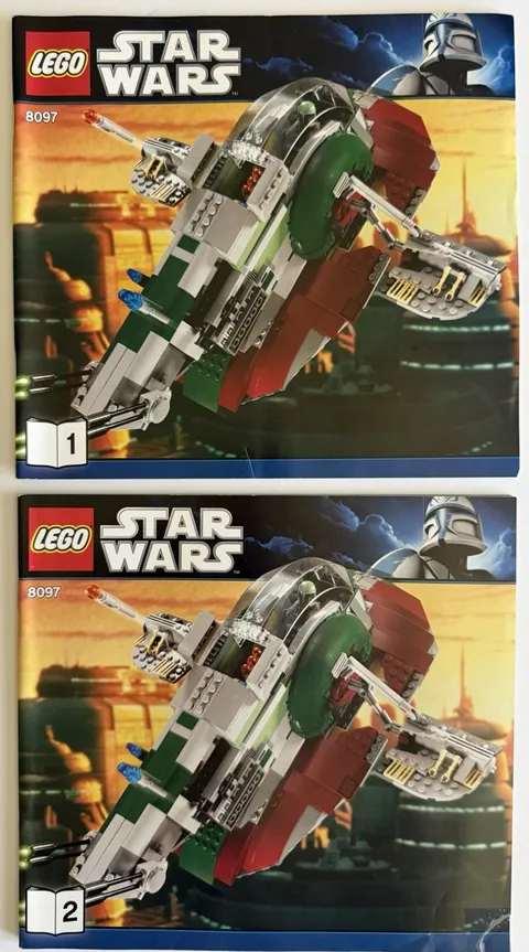 Lego Star Wars MANUAL ONLY 8097 1 & 2 - Slave 1 Boba Fett's Starship -Exc Cond.