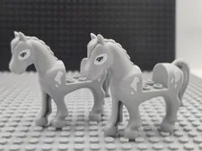 LEGO 93083pr0017 Light Bluish Gray Horse w/ White Patches  # 41369 Lot Of 2