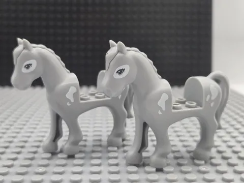 LEGO 93083pr0017 Light Bluish Gray Horse w/ White Patches  # 41369 Lot Of 2