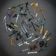 Lego Weapons Lot - Swords Guns Staffs Shields Clubs Axes