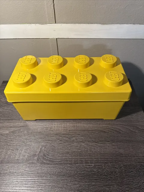 LEGO Storage Box Yellow Stackable Toy Brick Organizer Container w/Lid 14x7x5 In