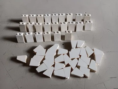LEGO BULK LOT OF 54 WHITE SLOPE BRICKS 65° 2X1X2 2X2X2