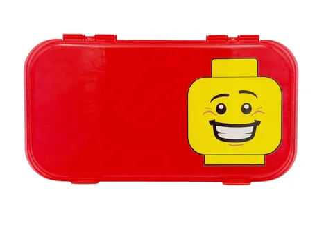 LEGO Minifigure Storage Case Red 499230 Smiling Head Organizer Box VGUC *READ*