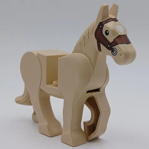 US🇺🇲 - LEGO Horse for Minifigures - Beige with Printed Brown Halter