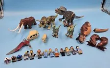 LEGO Jurassic World Dino Lot  T-Rex Triceratops, Mammoth, Raptors& Minifigures