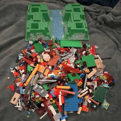 LEGO 3.5 pounds Bulk Mixed Parts Lot Bricks Plates Pieces w/ Large Green Base 3