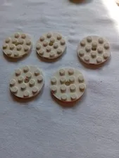 No 96 5 X Lego Plate 4x4 Round 60474 White 