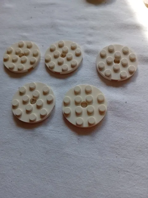 No 96 5 X Lego Plate 4x4 Round 60474 White 