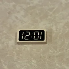 LEGO White Tile 1 x 2 Digital Clock '12:01' / '10:21' Pattern 3069px5 3069bpx5