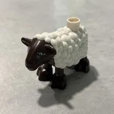 Lego Duplo Animal Farm Zoo SHEEP Woolly Fur Wool Brown White 