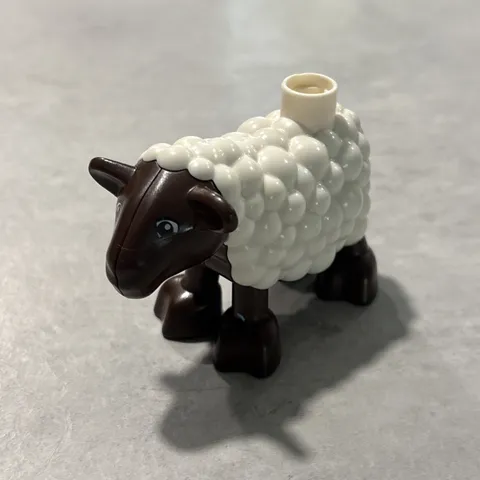 Lego Duplo Animal Farm Zoo SHEEP Woolly Fur Wool Brown White 