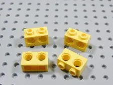 LEGO Lot of 4 Yellow 1x2 Technic Bricks w/ 2 Pin Holes BK